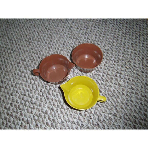 Allied Chemical Gold Yellow MELAMINE Creamer & Brown Creamer & Sugar Bow - Picture 3 of 7